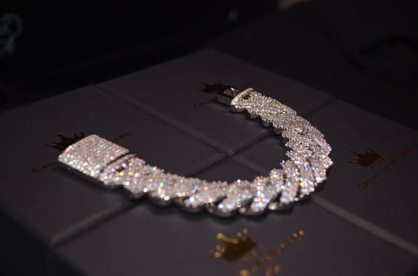 Iced Out 14mm Diamond Prong Bracelet - White Gold