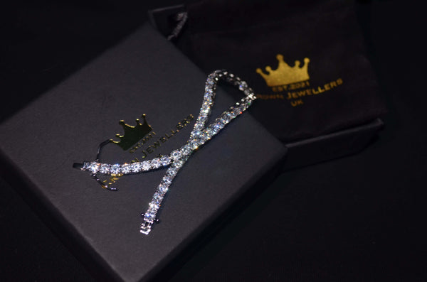 Iced Out 3mm Tennis Bracelet - White Gold