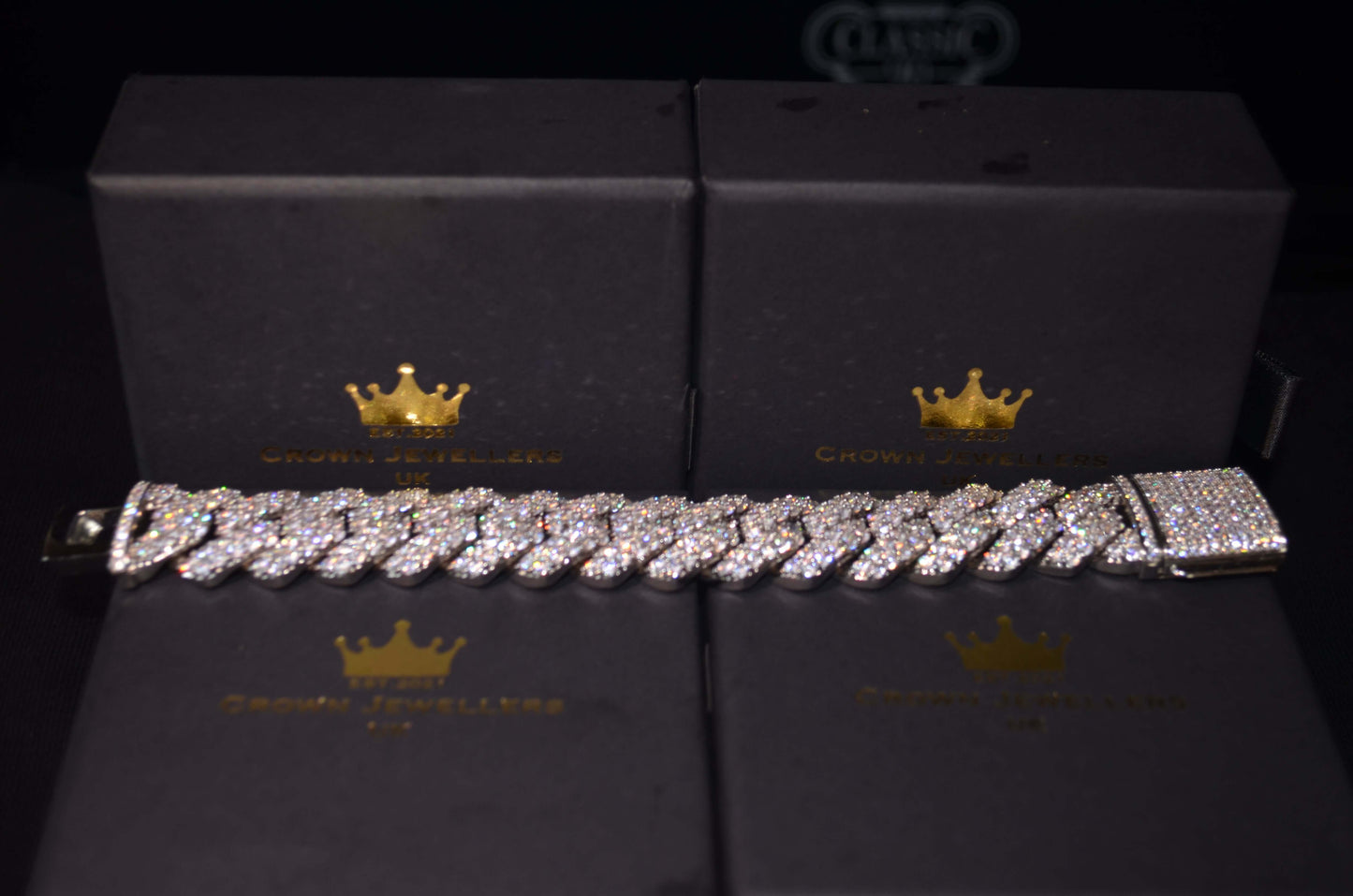 Iced Out 14mm Diamond Prong Bracelet - White Gold freeshipping - Crown Jewellers UK