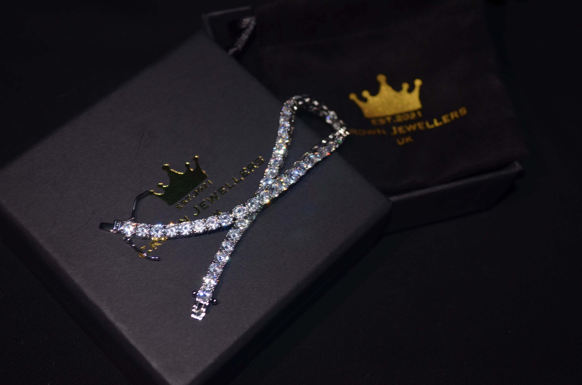 Iced Out 3mm Tennis Bracelet - White Gold freeshipping - Crown Jewellers UK