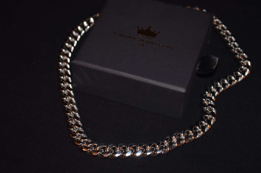 8mm Silver Cuban Link Curb Chain freeshipping - Crown Jewellers UK