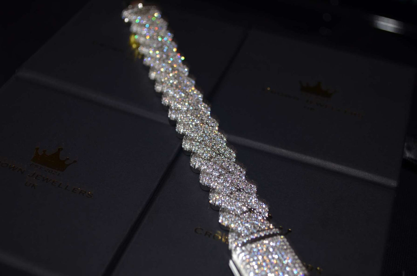 Iced Out 14mm Diamond Prong Bracelet - White Gold freeshipping - Crown Jewellers UK